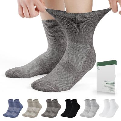 Bulinlulu Diabetic Socks for Men Women,6 Pairs Non Binding Ankle Diabetic Socks for Women Men Size 7-9 9-11(Light Dark-Medium)