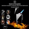 Dual-purpose lighter, arc lighter and butane lighter, jet flame torch lighter refillable butane electric lighter, USB rechargeable lighter windproof lighter suitable for kitchen, barbecue, candle, cam view 2