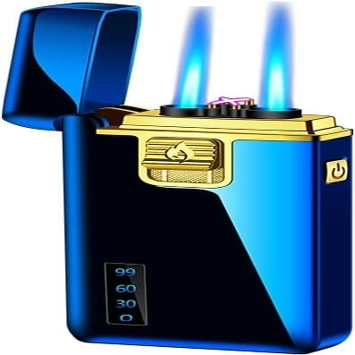 Flashlight Lighter and Dual Arc Lighter 2 in 1, Dual Jet Flame Butane Lighter Rechargeable Electric Lighter, USB Rechargeable Lighter Windproof Lighter Suitable for Gifts - Outdoor Indoor, Gas Free(Co