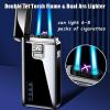 Flashlight Lighter and Dual Arc Lighter 2 in 1, Dual Jet Flame Butane Lighter Rechargeable Electric Lighter, USB Rechargeable Lighter Windproof Lighter Suitable for Gifts - Outdoor Indoor, Gas Free(Co view 3