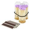 2" Lilac Matches with 3 Mini Cloche Jar + Striker Stickers Included | 100 Stylish Decorative Matches with Small Cork Top Glass Holder | Gifts, Home Decor, & Candle Accessories by Thankful Greetings view 1