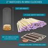 2" Lilac Matches with 3 Mini Cloche Jar + Striker Stickers Included | 100 Stylish Decorative Matches with Small Cork Top Glass Holder | Gifts, Home Decor, & Candle Accessories by Thankful Greetings view 2