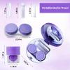 YKuzLx Contact Lens Case with Cleaner Washer,Contact Case with Mirror Tweezers Remover Tool Solution Bottle for Travel (Purple) view 3