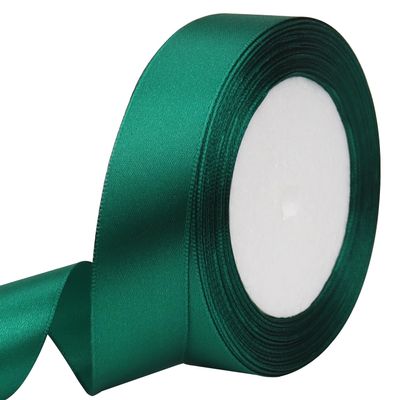 RIUNBB Dark Green Solid Satin Ribbon 1 Inch 25 Yards Solid Polyester Fabric Ribbon for Gift Wrapping Wedding Christmas Baby Shower Birthday Party Decoration Handmade Immortal Flower Craft
