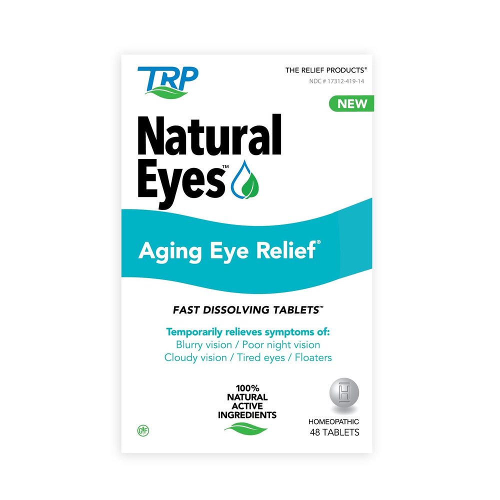 The Relief Products Natural Eyes Aging Eye Relief - 100% Natural Active Ingredients - Fast Dissolving Tablets for Eye Health, Poor Night Vision, Tired Eyes, Dryness and Redness 48Ct