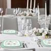 Dining Collection Party Plastic Plates - Combo Pack  Square Plates - Elegant Ginkgo Leaf Design in Mint Green, White & Gold, 32 Count, 7.25 & 10, (16 of Each Size) view 2