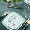 Dining Collection Party Plastic Plates - Combo Pack  Square Plates - Elegant Ginkgo Leaf Design in Mint Green, White & Gold, 32 Count, 7.25 & 10, (16 of Each Size) view 4