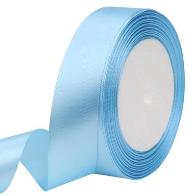 RIUNBB Sky Blue Solid Satin Ribbon 1 Inch 25 Yards Solid Polyester Fabric Ribbon for Gift Wrapping Wedding Christmas Baby Shower Birthday Party Decoration Handmade Immortal Flower Craft