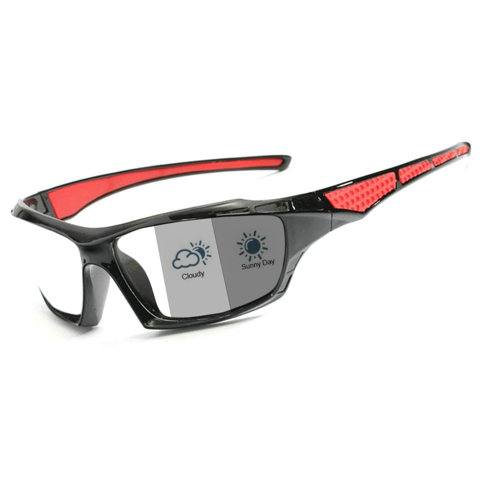 2024 Wrap Around Safety Glasses with Readers photochromic Magnifying Full lens Reading Glasses for Men F25 (black red, 3.25, x)