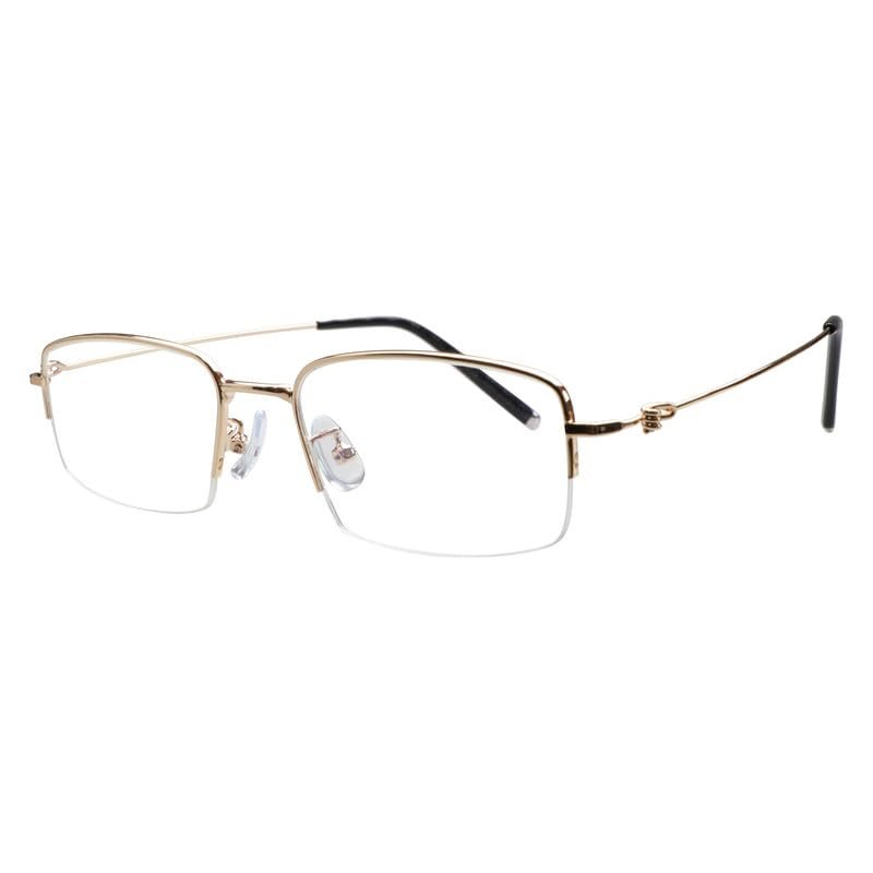 YEIN Eye Protection Glasses Spring Hinges Fashion Retro Metal Half Frame Glasses For Men And WomenGolden+3.75Magnification