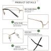 YEIN Eye Protection Glasses Spring Hinges Fashion Retro Metal Half Frame Glasses For Men And WomenGolden+3.75Magnification view 2