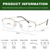 YEIN Eye Protection Glasses Spring Hinges Fashion Retro Metal Half Frame Glasses For Men And WomenGolden+3.75Magnification view 3