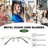 YEIN Eye Protection Glasses Spring Hinges Fashion Retro Metal Half Frame Glasses For Men And WomenGolden+3.75Magnification view 4