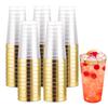 I00000 16 oz Gold Plastic Cups, 100 Pack Clear Plastic Cups Tumblers Gold Rimmed Cup, Heavy-duty Disposable Cup Perfect for Wedding & Party view 1