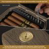 AWOTE Travel Cigar Humidor Case - Cedar Lined, V Cut Cutter, Portable Humidor with Humidifier & Hygrometer, Holds 7-9 Cigars, Includes Lighter - Gift Set view 3