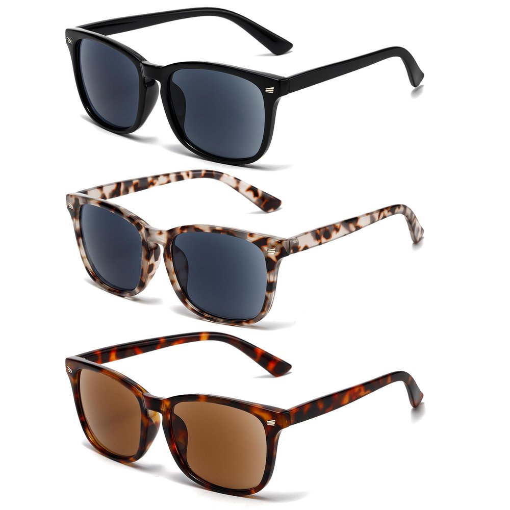 3 Pack Reader Sunglasses For Women Classic Retro Reading Sunglasses UV400 With Metal Hinge +2.5