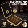 AWOTE Travel Cigar Humidor Case - Cedar Lined, V Cut Cutter, Portable Humidor with Humidifier & Hygrometer, Holds 7-9 Cigars, Includes Lighter - Gift Set view 2
