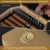 AWOTE Travel Cigar Humidor Case - Cedar Lined, V Cut Cutter, Portable Humidor with Humidifier & Hygrometer, Holds 7-9 Cigars, Includes Lighter - Gift Set view 3