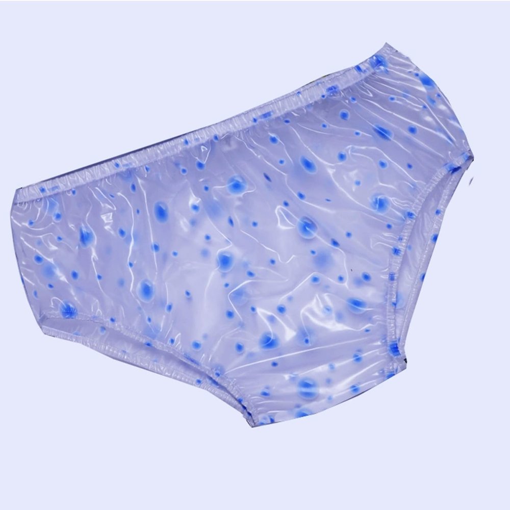 Adult Plastic Pants PVC Incontinence Diaper Cover Waterproof Vinyl Plastic Diaper Pants Soft Plastic Film Mid-Waist Briefs Transparent Waterproof Leak-Proof Pants