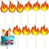 10 PACK Fire Truck Cake Topper, Fire Truck Birthday Party Supplies, Fire Cake Pick Fire Flame Cake Decorations, Paper Cards and Wooden Sticks Fake Campfire, Fire Truck Party Supplies view 1