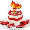 10 PACK Fire Truck Cake Topper, Fire Truck Birthday Party Supplies, Fire Cake Pick Fire Flame Cake Decorations, Paper Cards and Wooden Sticks Fake Campfire, Fire Truck Party Supplies view 4