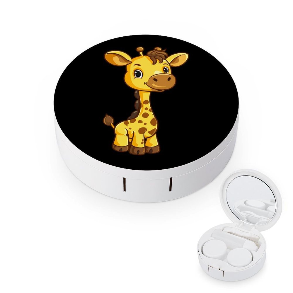Giraffe Funny Cute Contact Lens Case Travel Kit with Mirror Portable Eye Contacts Storage Box Holder Container, style