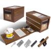 Bamboo&whale Detachable Cigar Case Set  Flexible,Carry-on -Cigar Accessories plate, Precision Humidity Control,with 6 Cigar Accessories, cigar box present set for cigar aficionado, brown view 1