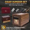 Bamboo&whale Detachable Cigar Case Set  Flexible,Carry-on -Cigar Accessories plate, Precision Humidity Control,with 6 Cigar Accessories, cigar box present set for cigar aficionado, brown view 3
