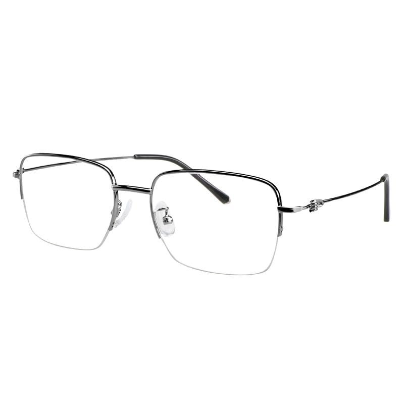 YEIN Eye Protection Glasses Spring Hinges Fashion Retro Metal Half Frame Glasses For Men And WomenGrey+1.00Magnification
