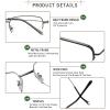 YEIN Eye Protection Glasses Spring Hinges Fashion Retro Metal Half Frame Glasses For Men And WomenGrey+1.00Magnification view 2
