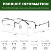 YEIN Eye Protection Glasses Spring Hinges Fashion Retro Metal Half Frame Glasses For Men And WomenGrey+1.00Magnification view 3