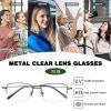 YEIN Eye Protection Glasses Spring Hinges Fashion Retro Metal Half Frame Glasses For Men And WomenGrey+1.00Magnification view 4