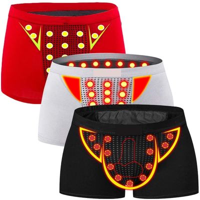 ALEPXS Safety Certification Men Magnetic Underwear Cotton U Convex Breathable Health Care Magnet Therapy Underpants 3 Pcs,L(Size:4X-Large)