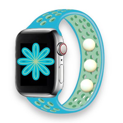 AcuBracelet Anti Nausea Watch Band  Acupressure Wristband for Motion Sickness, Stress Relief, and Balance  Aqua Silicone Solo Loop  Compatible with Apple Watch (L 38/41)