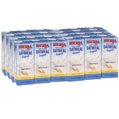 Iberia Oatmeal Drink, Ready-to-Drink, Shelf Stable, Good Source of Calcium, Original Oatmeal Smoothie 6.8 fl oz Single Serve Pack (Pack of 24)