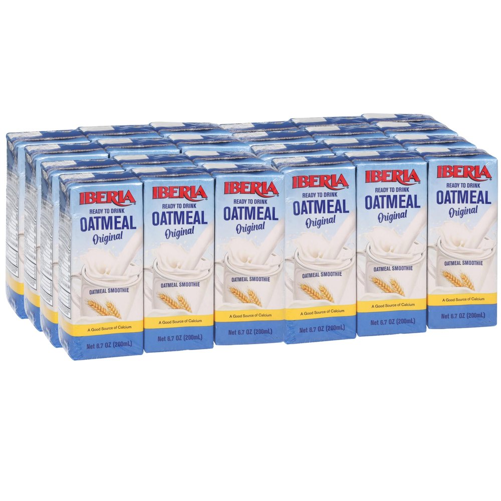 Iberia Oatmeal Drink, Ready-to-Drink, Shelf Stable, Good Source of Calcium, Original Oatmeal Smoothie 6.8 fl oz Single Serve Pack (Pack of 24)