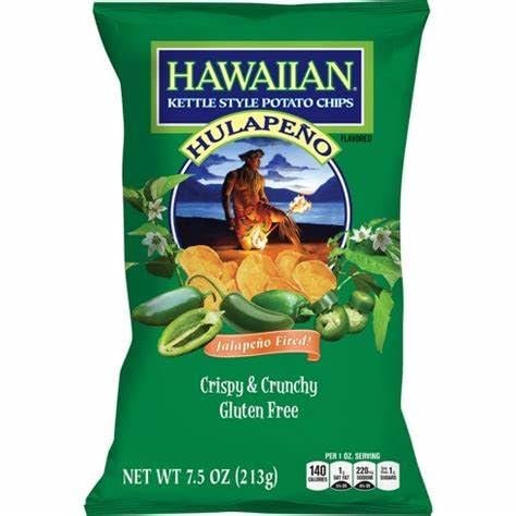 (4 Pack) jalapeno (Hulapeno) Kettle Chips 7.5 Oz