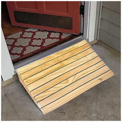 JYDQM Wheelchair Ramp Portable Doorway Entry Threshold Ramp 8/7/6/5 Inch Rise, Wood Curb Ramp for Garden Trolleys Power Wheelchair Scooter Cars Motorcycle, Non-Slip(Size:80x33.8x13cm/31.5x13.3x5in)