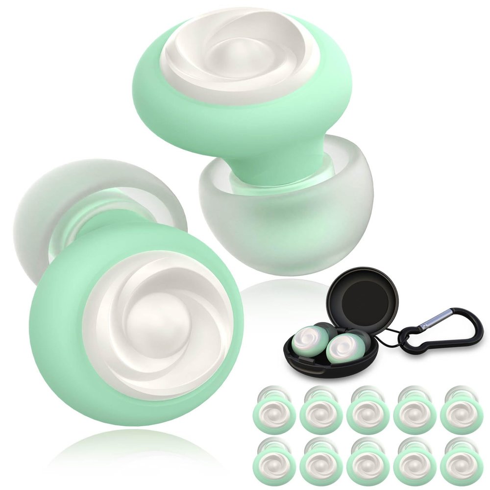 5 Pairs Ear Plugs for Sleeping Noise Reduction,Beinkap Reusable Earplugs Hearing Protection for Focus, Noise Sensitivity,Study,Work,Snoring,Motorcycle,Concert,Airplanes,24dB-33dBGreen