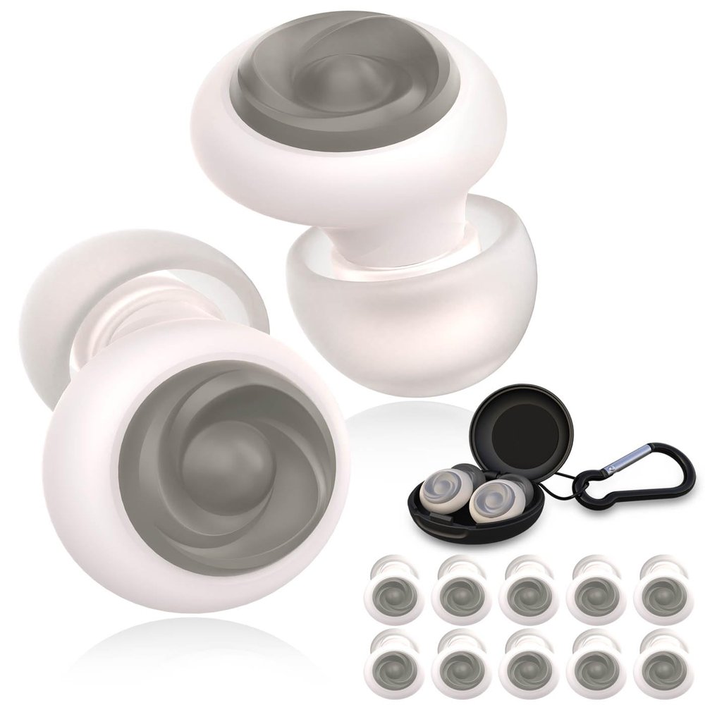 5 Pairs Ear Plugs for Sleeping Noise Reduction,Beinkap Reusable Earplugs Hearing Protection for Focus, Noise Sensitivity,Study,Work,Snoring,Motorcycle,Concert,Airplanes,24dB-33dBWhite