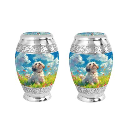 Reikved Dog Urns for Ashes - Pet Urns for Dogs with Cloudy Sky Design - 10 Inches Cremation Urn for 1-200 lbs Person - Elegant Memorial Burial Urn for Human Ashes (Pack of 2, Keepsake)