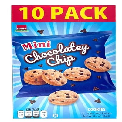 Sobisk Mini Chocolatey Chip Cookies 10 pack - Tiny cookies, big flavorperfect for quick snacks or sharing.