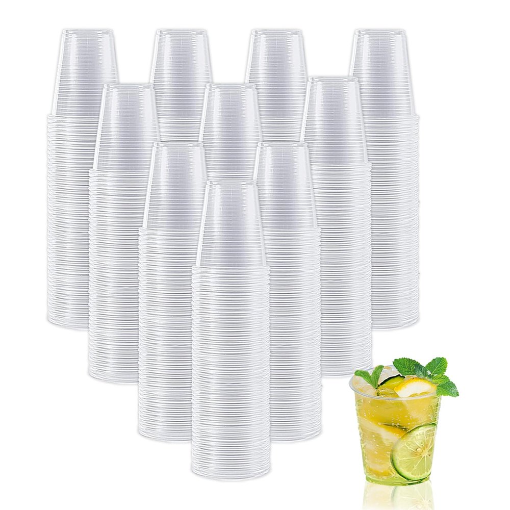 ZHUDDONG Clear Plastic Cups, Disposable Cups Party Cups for Iced Coffee, Beer, Smoothies, Ice Cream (2000, 9oz)