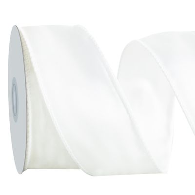 RIBBOOO White Wired Ribbon 1 1/2 inch inch x 10 Yards Double-Faced Satin Wired Edge Ribbon for Bows Flowers Gift Wrapping Wreaths Baby Shower DecorWedding DIY Crafts Continous