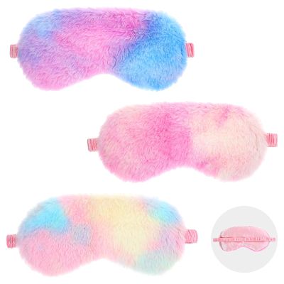 APLZGMG 3Packs Silk Eye Mask Cute Plush Appearance, Breathable and Soft Silk Sleeping Mask for Women Girls, Portable Eye Covers for Sleeping with Adjustable Straps, Sleep Mask Blackout for Traveling