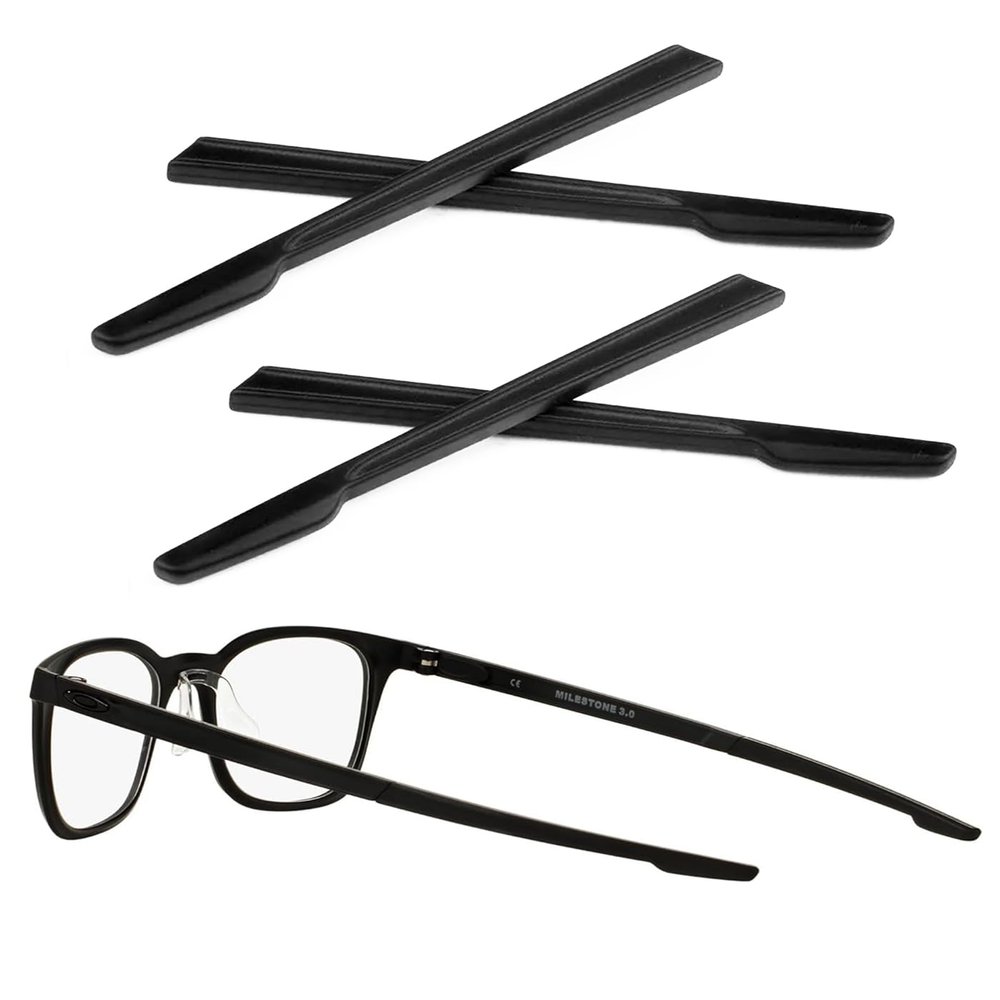 2 Pairs Replacement Earsocks Temple Sleeve for Oakley Milestone OX8036 OX8038/Milestone 2.0 OX8047/Milestone 3.0 OX8093 Eyeglasses Frame, Black Rubber Ear Sleeves