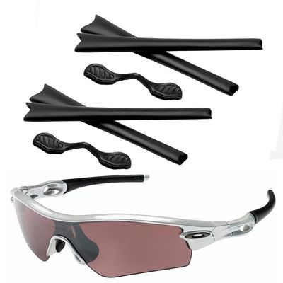 2 Set Replacement Rubber Kit Earsocks Nose Pads for Oakley Radar Path OO9051/Radar Edge OO9184/Radar Range OO9056/Radar Pitch OO9052/Radar XL Sunglasses Frame, Black Ear Temple Sleeve