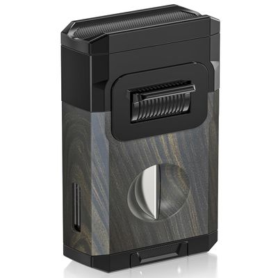 Torch Lighter Butane Refillable, Double Jet Flame Torch Lighter, All-in-One with V Cutter & Holder