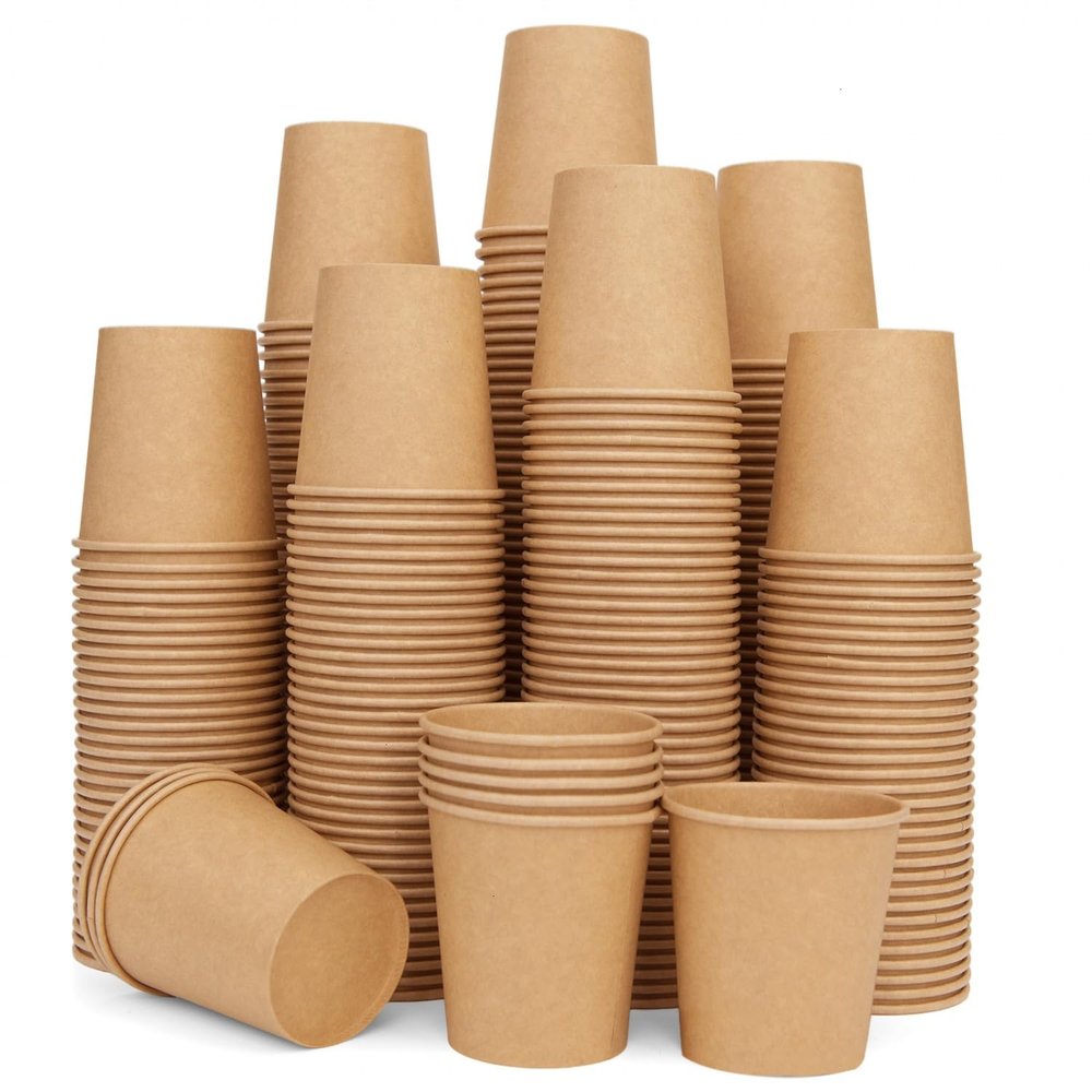 Vumdua 500 Pcs 6 oz Kraft Paper Cups - Disposable Paper Cups Hot Cold Beverage Drinking Cup for Coffee, Water, Tea, Juice, Espresso & Cortado