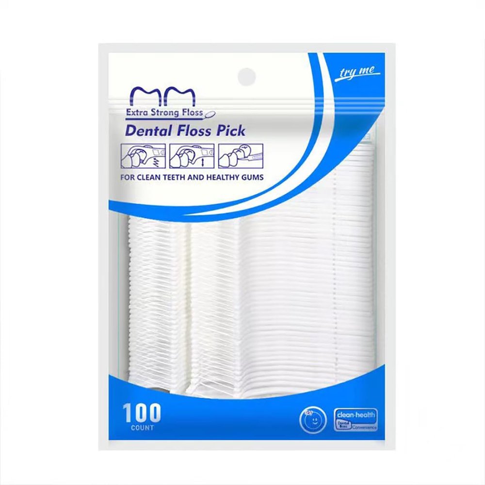 2 Pack200pcs 100pcs/pack Dental Floss Plastic Toothpicks-Disposable Cleaning Oral Tooth Gum Care Plastic Flosser Toothpick Dental Floss Pick
